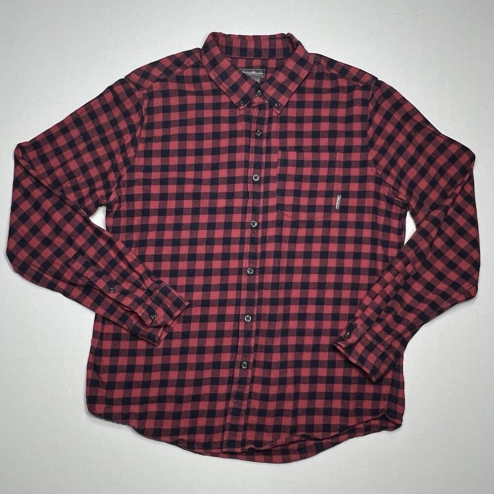Eddie Bauer Flannel Shirt Mens Large Plaid Lumberjack Button Up Buffalo Check